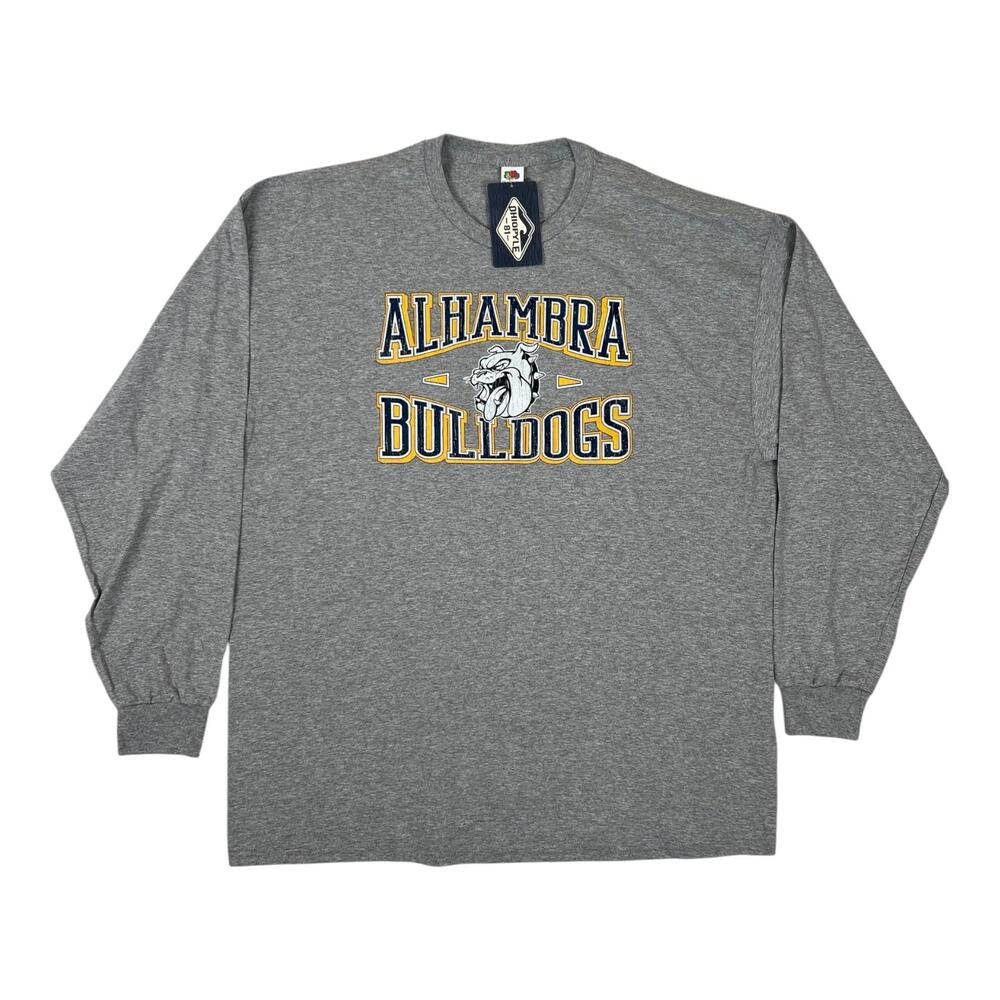 Vintage Alhambra Bulldogs High School Long Sleeve Shirt Mens 2XL Gray Martinez